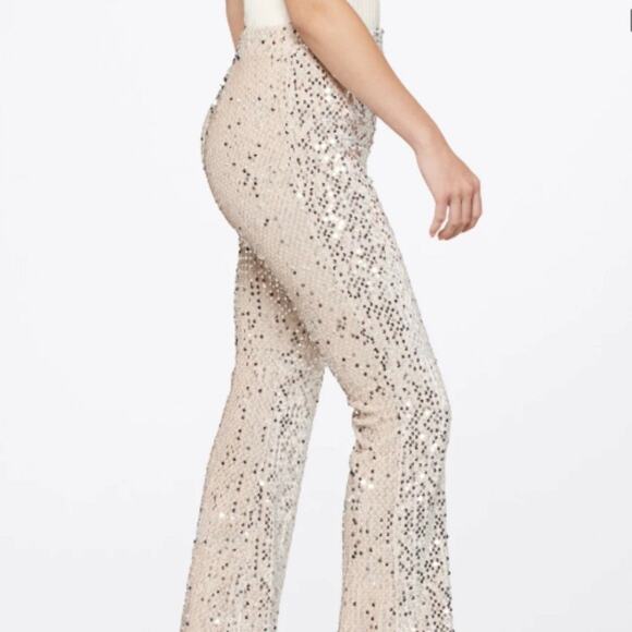Sanctuary Charmed Kicker Flare Cream Silver Sequin Party Leggings Pants Small - Picture 5 of 8
